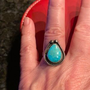 Turquoise and silver vintage ring